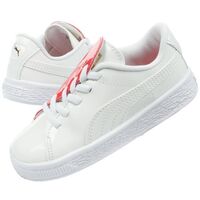 Image of Puma Junior Basket Crush Patent Baby Shoes - White