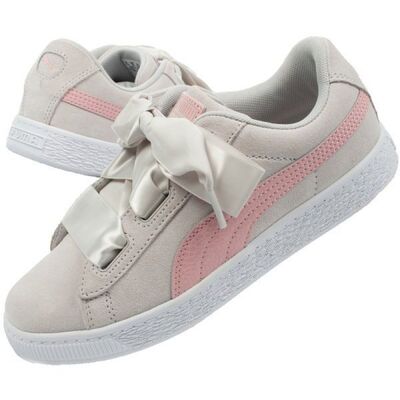 Puma Junior Suede Heart Circles Shoes - Gray/Pink