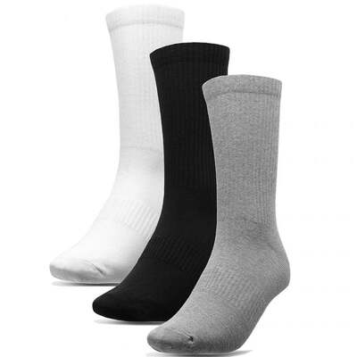 Socks 4F Mens Socks - Gray Melange/Deep Black/White