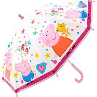 Peppa Pig Childrens Folding Umbrella with hook handle including George Teddy Hearts and Stars