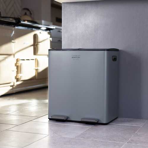 40L Double Compartment Grey Kitchen Bin - 2x 20L