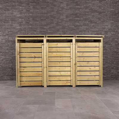 FSC&#174; Mixed Certified Wide Panel Wooden Triple Bin Store