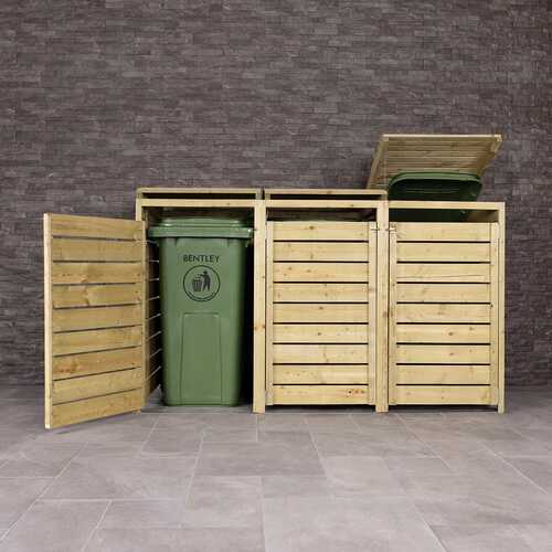 FSC&#174; Mixed Certified Wide Panel Wooden Triple Bin Store