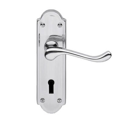 Excel Classic Henley Polished Chrome Door Handles - 3200 (sold in pairs) LOCK (WITH KEYHOLE)