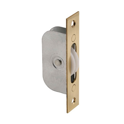 Carlisle Brass Galvanised Sash Window Axle Pulley (Square Forend), Polished Brass With Nylon Wheel - AQ92 POLISHED BRASS