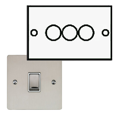M Marcus Electrical Elite Flat Plate 3 Gang Dimmer Switches, Satin Nickel (Matt), 250 Watts 0R 400 Watts - T05.973/250 SATIN NICKEL - 250 WATTS