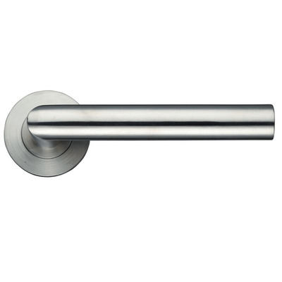 Zoo Hardware ZPS Mitred Lever On Round Rose, Satin Stainless Steel - ZPS010SS (sold in pairs) SATIN STAINLESS STEEL