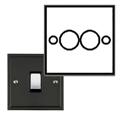 M Marcus Electrical Elite Stepped Plate 2 Gang Dimmer Switch, Black Nickel & Polished Chrome, 250 Watts OR 400 Watts - S06.972 BLACK NICKEL - 250 WATTS