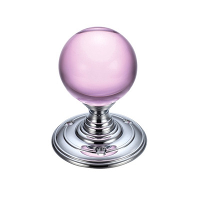 Zoo Hardware Fulton & Bray Pink Glass Ball Mortice Door Knobs, Polished Chrome - FB300CPP (sold in pairs) POLISHED CHROME