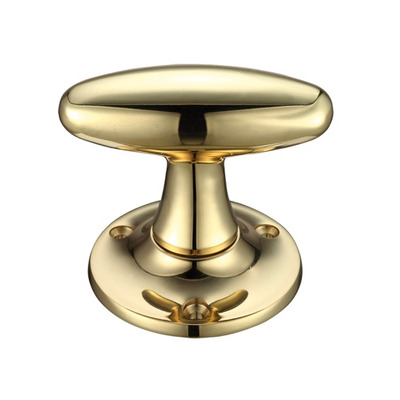 Zoo Hardware Fulton & Bray Extended Oval Mortice Door Knobs, Polished Brass - FB503 (sold in pairs) POLISHED BRASS