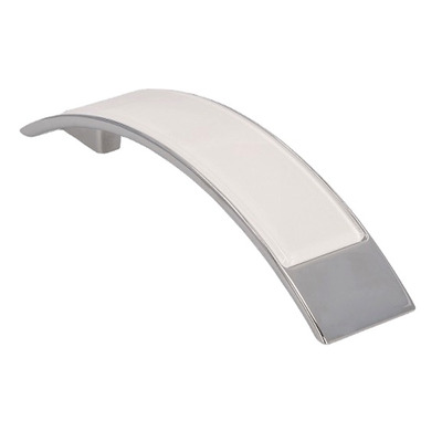 Urfic Siro Curved Cabinet Pull Handle (96mm c/c), Bright Chrome With White Edging - 2184-137ZN1GH1 BRIGHT CHROME WITH WHITE EDGING