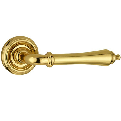 Frelan Hardware Parisian Camille Door Handles On Round Rose, Polished Brass - JV651PB (sold in pairs) POLISHED BRASS