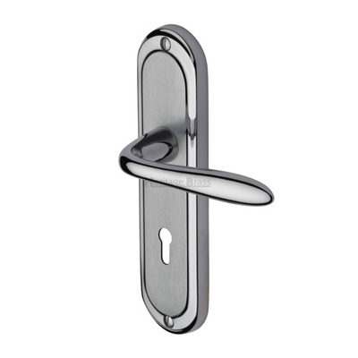 Heritage Brass Henley Apollo Finish, Polished Chrome & Satin Chrome Door Handles  - HEN1200-AP (sold in pairs) LOCK (WITH KEYHOLE)