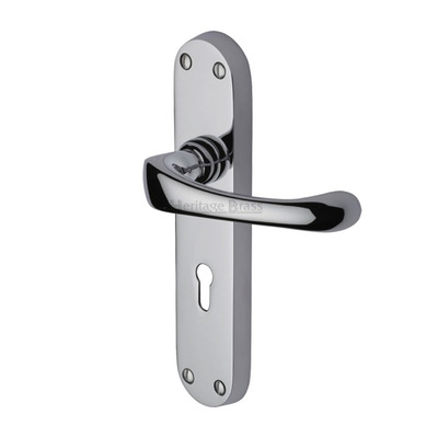 Heritage Brass Gloucester Polished Chrome Door Handles - V6050-PC (sold in pairs) LOCK (WITH KEYHOLE)