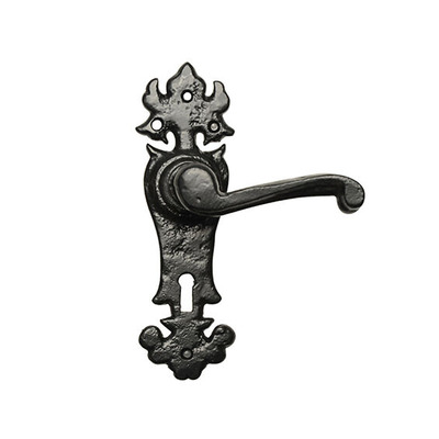 Kirkpatrick Black Antique Malleable Iron Lever Handle - AB2434 (sold in pairs) LOCK (WITH KEYHOLE)