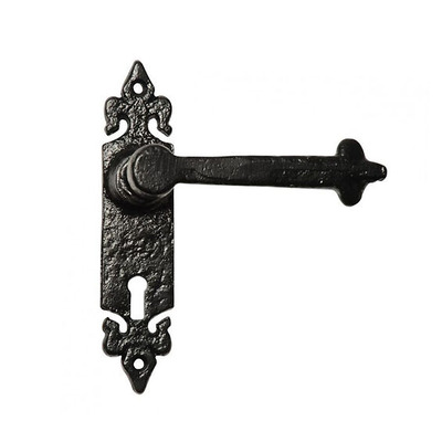Kirkpatrick Black Antique Malleable Iron Lever Handle - AB2496 (sold in pairs) LOCK (WITH KEYHOLE)