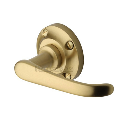 Heritage Brass Windsor Door Handles On Round Rose, Satin Brass - V720-SB (sold in pairs) SATIN BRASS
