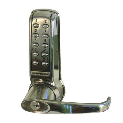Codelocks CL4010L Lever Operated Battery Digital Lock, Brushed Steel PVD - L15763 BRUSHED STEEL PVD