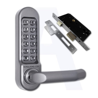 Borg Locks BL5003 Digital Lock With Inside Handle And Euro-Profile Lockcase, Stainless Steel - L25195 STAINLESS STEEL