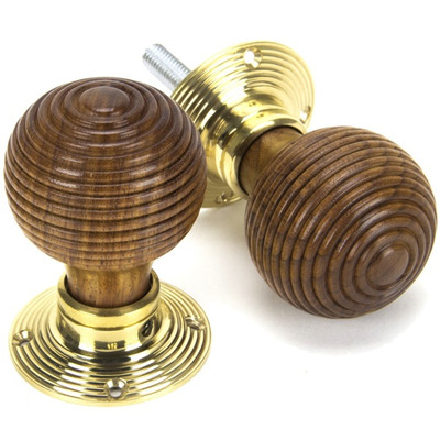 From The Anvil Beehive Mortice/Rim Knob Set, Rosewood & Polished Brass - 91787 (sold in pairs) ROSEWOOD & POLISHED BRASS