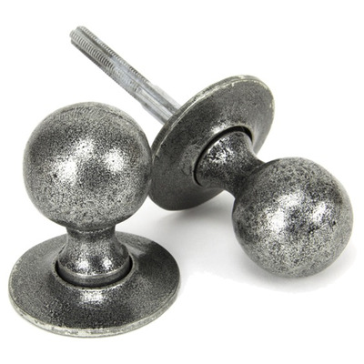 From The Anvil Round Mortice/Rim Knob Set, Pewter - 33778 (sold in pairs) PEWTER