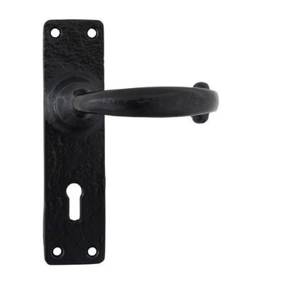 From The Anvil MF Classic Door Handles (150mm x 38mm), Black - 73205M (sold in pairs) LOCK (WITH KEYHOLE)