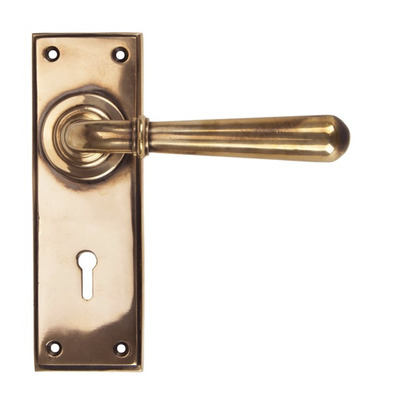 From The Anvil Newbury Door Handles, Polished Bronze - 91919 (sold in pairs) EURO PROFILE LOCK (WITH CYLINDER HOLE)