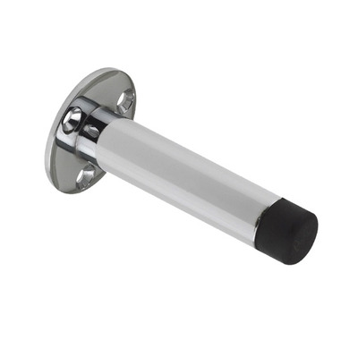 Zoo Hardware Cylinder Door Stop With Rose (76mm), Polished Chrome - ZAB07BCP POLISHED CHROME