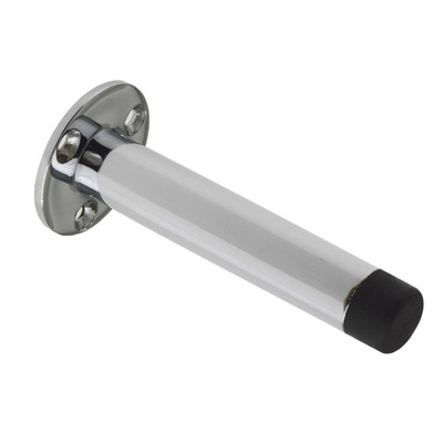 Zoo Hardware Cylinder Door Stop With Rose (90mm), Polished Chrome - ZAB09BCP POLISHED CHROME