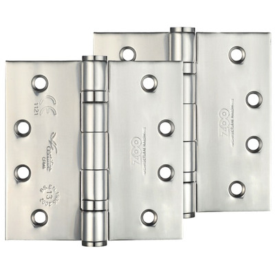Zoo Hardware 4 Inch Grade 13 Ball Bearing Hinge, Polished Stainless Steel - ZHSS244P (sold in pairs) POLISHED STAINLESS STEEL - 102mm x 102mm x 3mm
