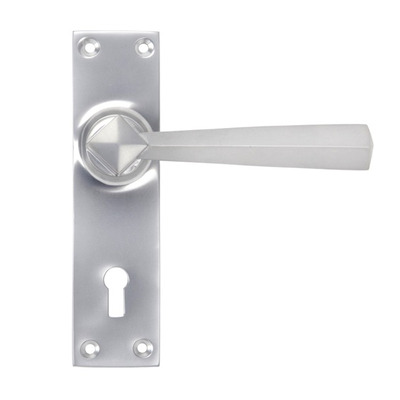 From The Anvil Straight Lever Sprung Door Handles (148mm x 39mm), Satin Chrome - 91967 (sold in pairs) LATCH