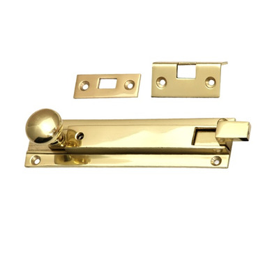Prima Cranked Locking Bolt (152mm x 36mm), Polished Brass OR Unlacquered Brass - PB2000A UNLAQUERED BRASS - 152mm x 36mm