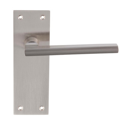 Carlisle Brass Trentino Door Handles On Slim Backplate, Satin Nickel - EUL031SN (sold in pairs) EURO PROFILE LOCK (WITH CYLINDER HOLE) ** SPECIAL ORDER - PLEASE ALLOW 6 WEEKS DELIVERY TIME **