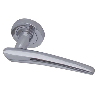 Frelan Hardware Paja Horn Door Handles On Round Rose, Polished Chrome - JV410PC (sold in pairs) POLISHED CHROME