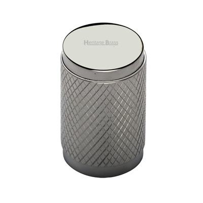 Heritage Brass Cylindrical Knurled Cabinet Knob, Polished Nickel - C3840-PNF POLISHED NICKEL - 21mm