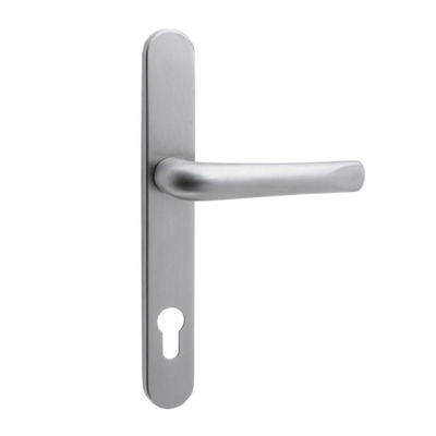 Mila Supa Standard Lever/Lever Door Handles, 240mm Backplate - 92mm C/C Euro Lock, Satin Stainless Steel - 570502 (sold in pairs) BRUSHED STAINLESS STEEL - 240mm (92mm C/C)