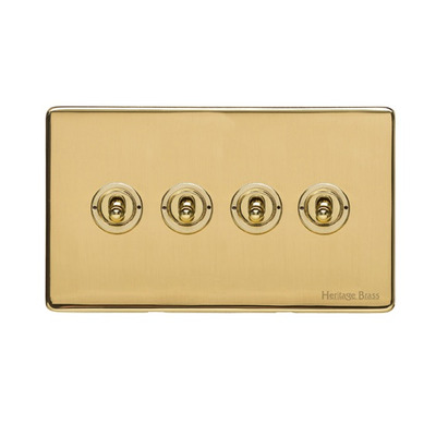 M Marcus Electrical Vintage 20 AMP 4 Gang 2 Way Dolly Switch, Polished Brass - X01.2430.PB POLISHED BRASS