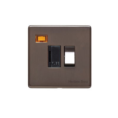 M Marcus Electrical Studio Single 13 AMP Fused Switched Spur With Neon, Polished Bronze (Black Trim) - Y07.236.BZBK POLISHED BRONZE - BLACK INSET TRIM