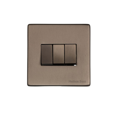 M Marcus Electrical Studio 3 Gang 2 Way Switch, Aged Pewter (Trimless) - YAP.220.AP AGED PEWTER