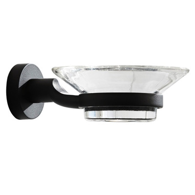 Prima Bond Collection Clear Glass Soap Dish, Matt Black - M8704MB MATT BLACK WITH CLEAR GLASS