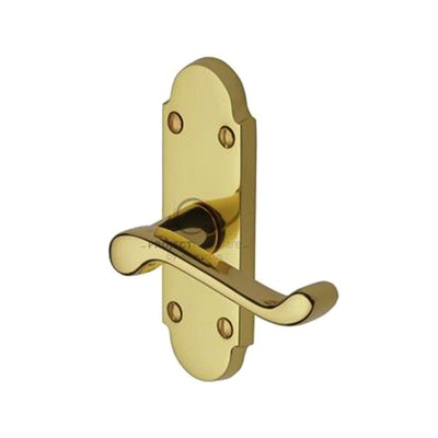 M Marcus Project Hardware Milton Design Door Handles On Short Latch OR Bathroom Privacy, Polished Brass - PR505-PB (sold in pairs) SHORT LATCH (122mm x 41mm)
