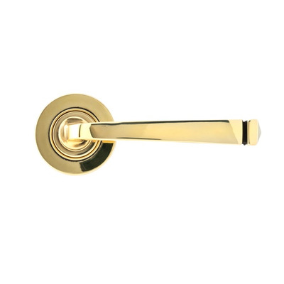 From The Anvil Avon Door Handles On Plain Rose, Aged Brass - 45611 (sold in pairs) AGED BRASS - SPRUNG