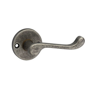Urfic Ashworth Scroll Door Handles On Rose, Antique Pewter - 100-460-AT (sold in pairs) PEWTER