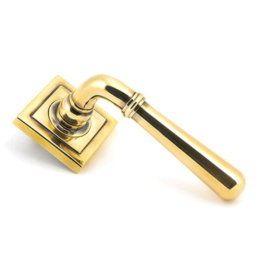 From The Anvil Newbury Door Handles On Square Rose, Aged Brass - 45758 (sold in pairs) AGED BRASS - UNSPRUNG