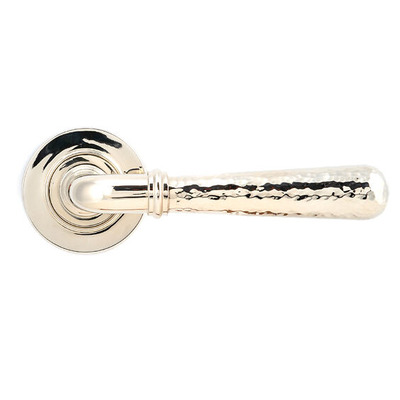 From The Anvil Hammered Newbury Door Handles On Plain Rose, Polished Nickel - 46077 (sold in pairs) POLISHED NICKEL - UNSPRUNG