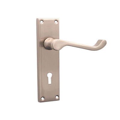 Spira Brass Victorian Lever On Backplate, Satin Nickel - SB1402SN (sold in pairs) BATHROOM PRIVACY SET (115mm x 40mm)
