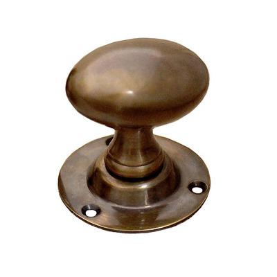 Spira Brass Oval Mortice Door Knob (60mm), Antique Finish - SB2109AT (sold in pairs) ANTIQUE FINISH (UNLAQUERED)