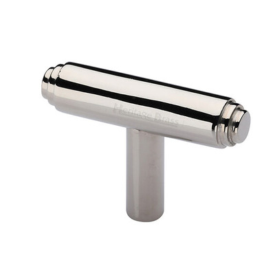 Heritage Stepped T-Bar Cabinet Knob (45mm x 11mm), Polished Nickel - C4445-PNF POLISHED NICKEL - 45mm x 11mm