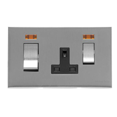 M Marcus Electrical Winchester 45A Cooker Unit/13A Socket With Neon, Satin Chrome - W03.262.SCBK SATIN CHROME