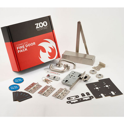 Zoo Hardware Commercial Office Fire Door Non-Locking Kit, Satin Stainless Steel Finish - KITC4-FDP-C4 OFFICE NON-LOCKING - FIRE RATED 30 MIN